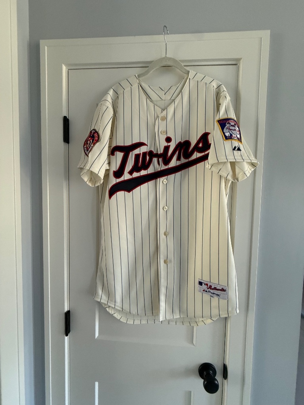 Majestic Authentic 2010 Minnesota Twins 50 Seasons Cream MLB Jersey ~ Size 44 L